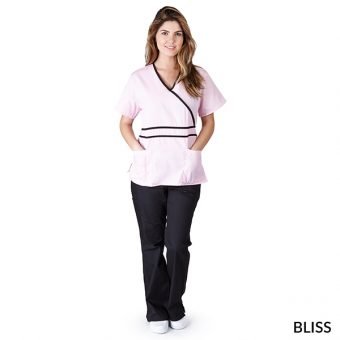 CONTRAST MOCK WRAP SCRUB SET