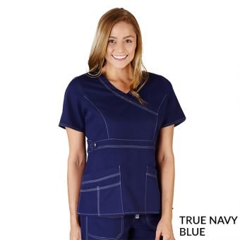 SUPER SOFT, COMFORT STRETCH MOCK WRAP TOP