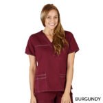 SUPER SOFT, COMFORT STRETCH JUNIOR FIT CONTRAST STITCH V-NECK SCRUB TOP - Image 3