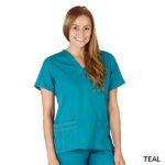 SUPER SOFT, COMFORT STRETCH JUNIOR FIT CONTRAST STITCH V-NECK SCRUB TOP - Image 2