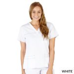 SUPER SOFT, COMFORT STRETCH JUNIOR FIT CONTRAST STITCH V-NECK SCRUB TOP - Image 8