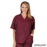 UNISEX SOLID V-NECK SCRUB TOP - Image 2