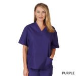 UNISEX SOLID V-NECK SCRUB TOP - Image 3