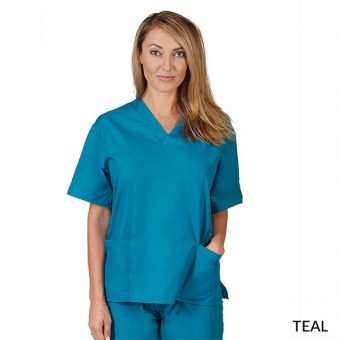UNISEX SOLID V-NECK SCRUB TOP