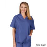 UNISEX SOLID V-NECK SCRUB TOP - Image 4