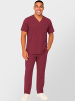 Men's Scrub Set – Stretch V-Neck Multi-Pocket Medical Uniform Scrubs Top & Cargo Pants - Image 7
