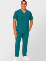 Men's Scrub Set – Stretch V-Neck Multi-Pocket Medical Uniform Scrubs Top & Cargo Pants - Image 10