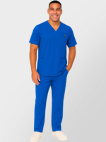 Men's Scrub Set – Stretch V-Neck Multi-Pocket Medical Uniform Scrubs Top & Cargo Pants - Image 4