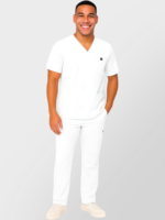 Men's Scrub Set – Stretch V-Neck Multi-Pocket Medical Uniform Scrubs Top & Cargo Pants - Image 3
