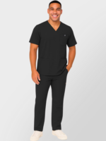 Men's Scrub Set – Stretch V-Neck Multi-Pocket Medical Uniform Scrubs Top & Cargo Pants - Image 6
